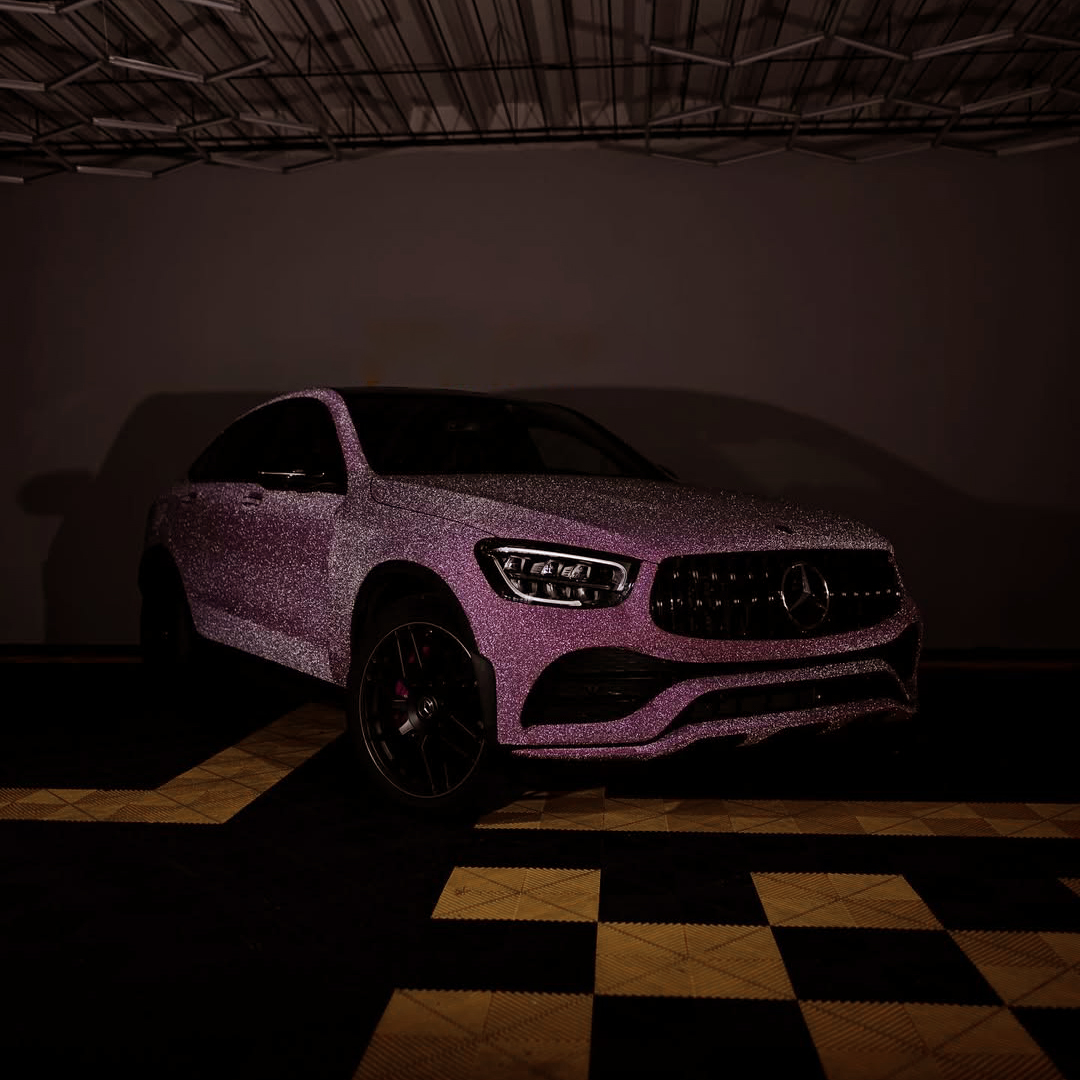 Ravoony Plus PET Super Glitter Pink Car Vinyl Wrap