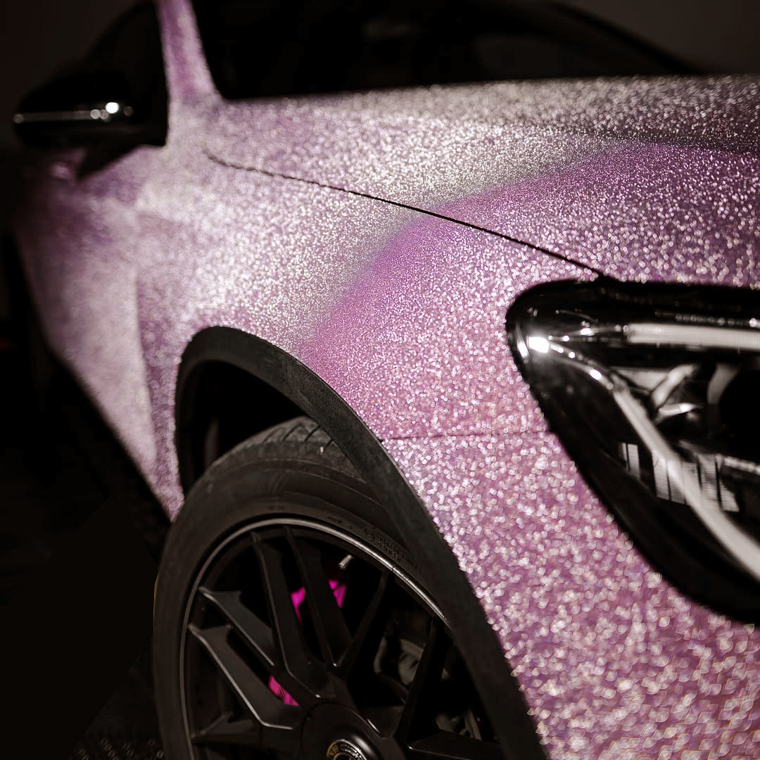 Ravoony Plus PET Super Glitter Pink Car Vinyl Wrap