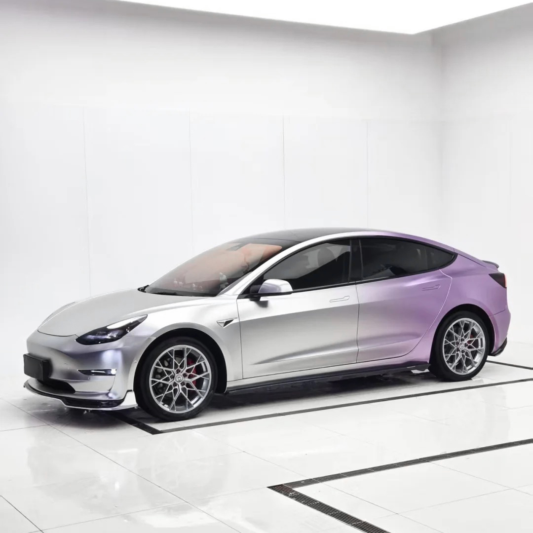 Ravoony Plus Customized Silver To Purple Gradient Vinyl Wrap