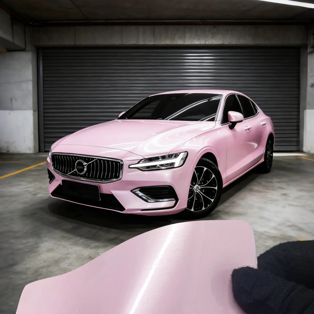 Ravoony Plus PET Gloss Macaron Cherry Pink Vinyl Car Wrap