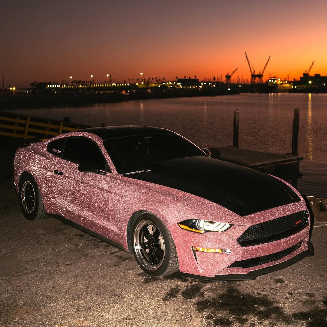 Ravoony Plus PET Super Glitter Pink Car Vinyl Wrap