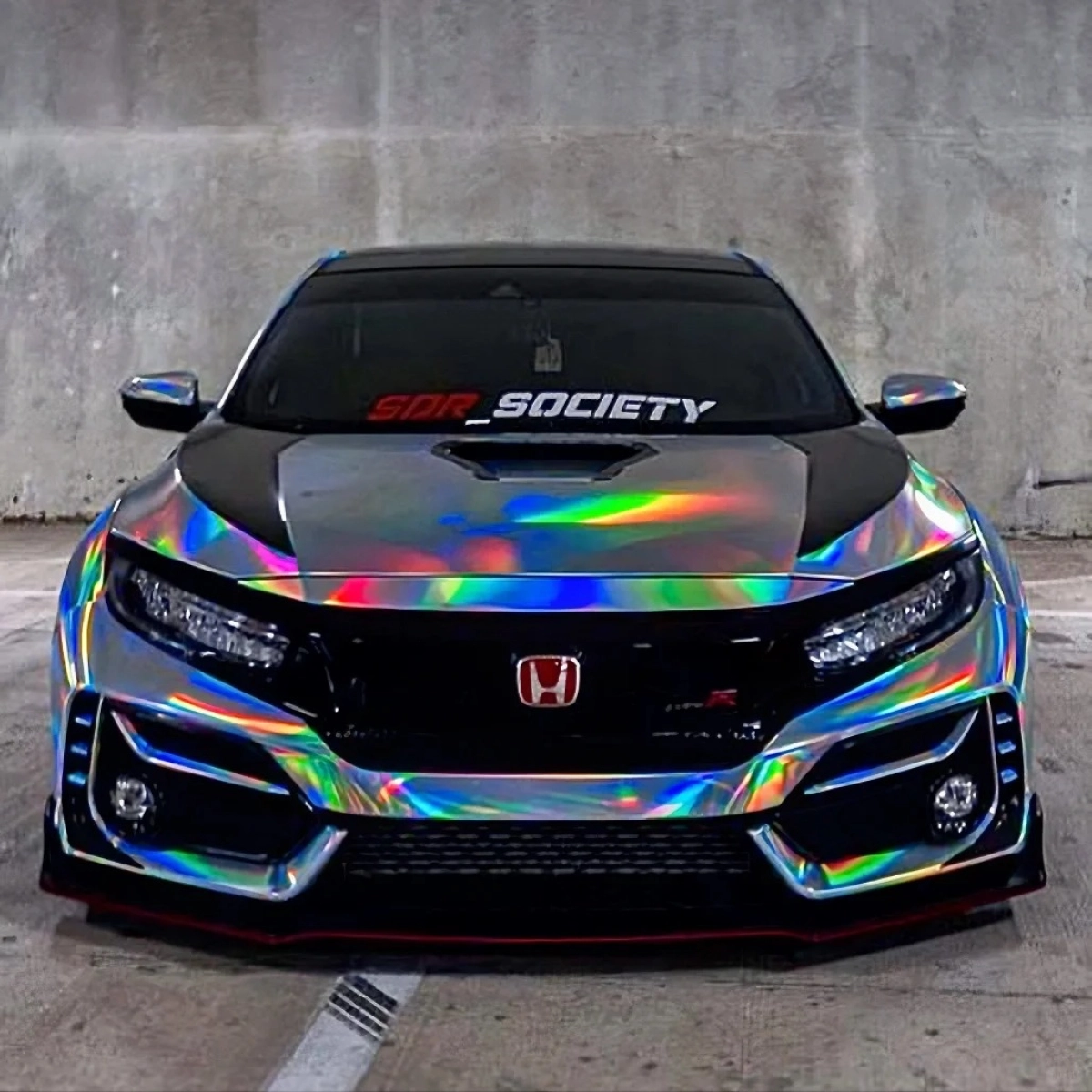 Ravoony Plus PET Gloss Holographic Rainbow Chrome Laser Silver Car Vinyl Wrap