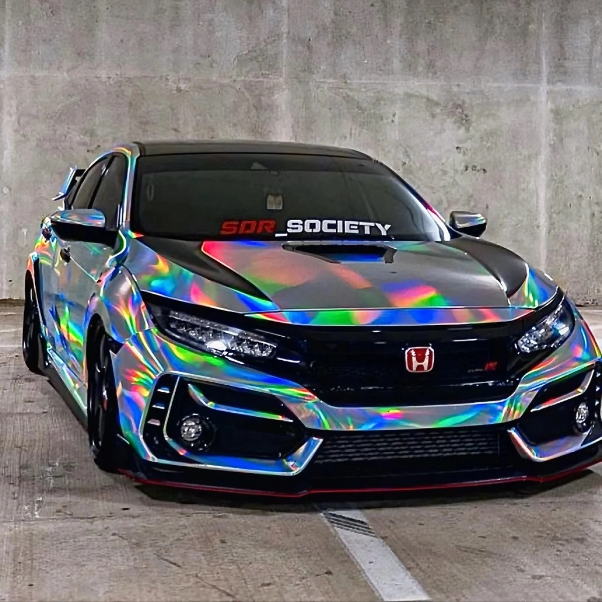 Ravoony Plus PET Gloss Holographic Rainbow Chrome Laser Silver Car Vinyl Wrap