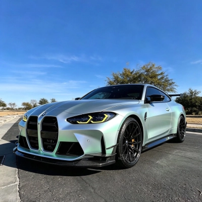 Ravoony Plus PET Matte Technological Grey To Green Car Wrap 02