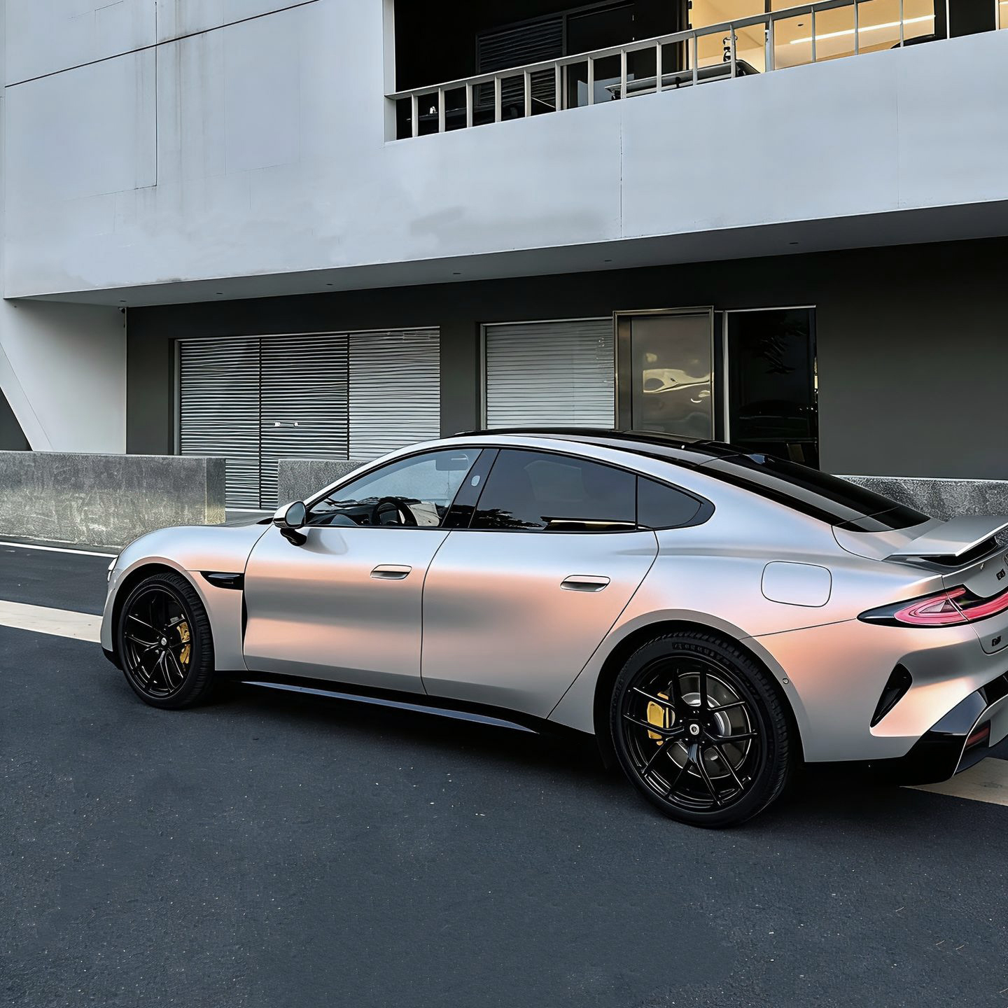 Ravoony Plus PET Matte Technological Grey To Orange Car Wrap