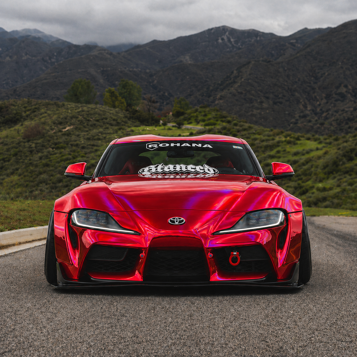 Ravoony Plus PET Gloss Laser Red Chrome Car Vinyl Wrap