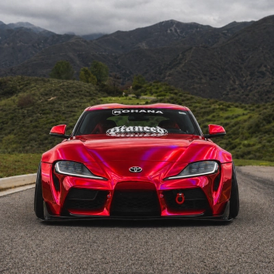 Ravoony Plus PET Gloss Laser Red Chrome Car Vinyl Wrap 02