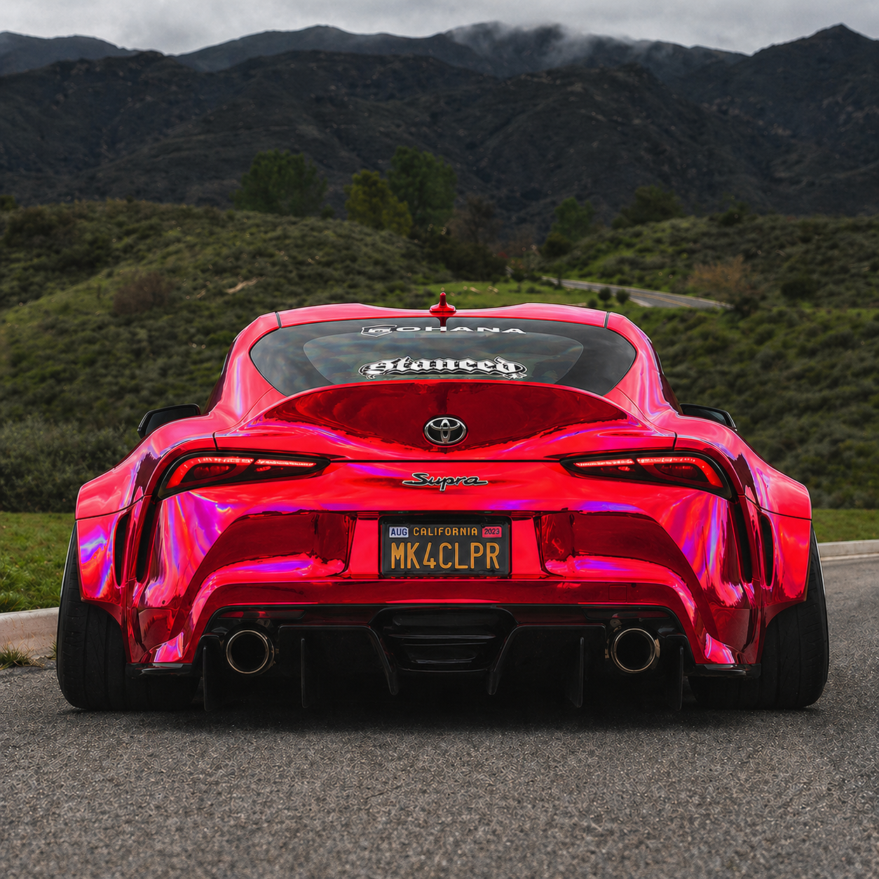 Ravoony Plus PET Gloss Laser Red Chrome Car Vinyl Wrap