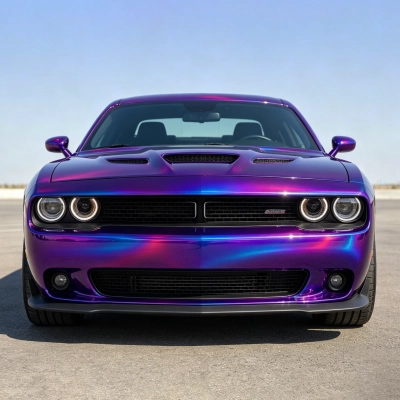 Ravoony Plus PET Gloss Laser Chrome Purple Car Vinyl Wrap 02