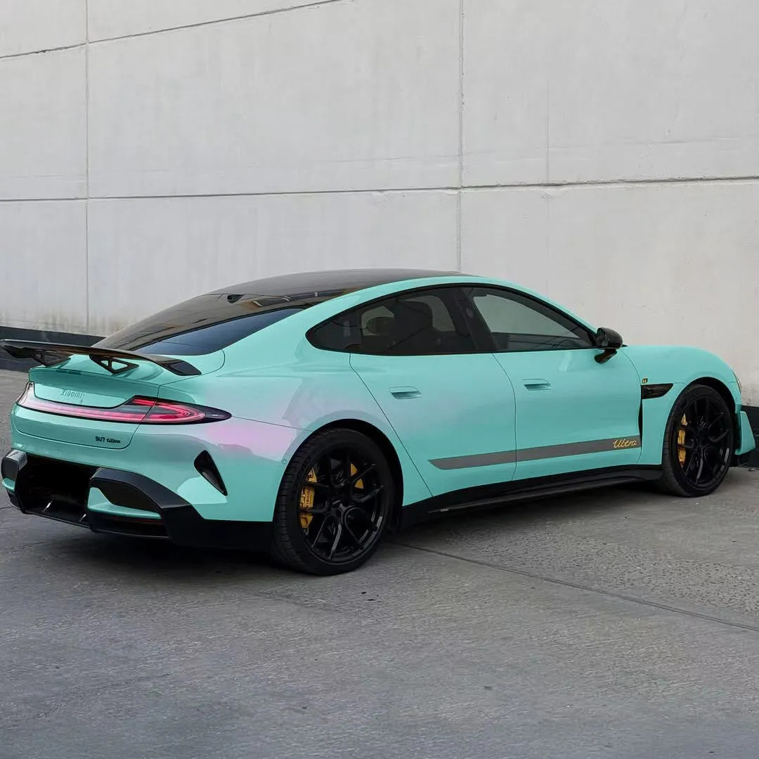 Ravoony Plus PET Glossy Metallic Tiffany Blue Car Vinyl Wrap
