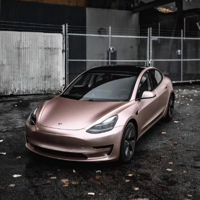 Ravoony Plus Pure Metallic Rose Gold Car Vinyl Wrap 02