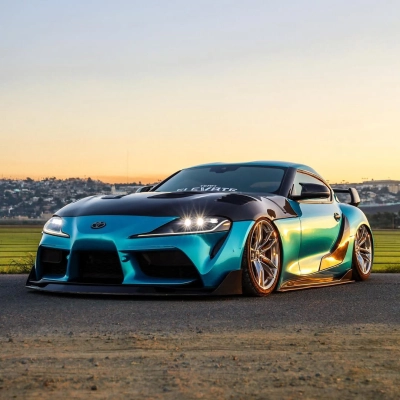 Ravoony Plus PET Glossy Metallic Atomic Cyan Car Vinyl Wrap 02