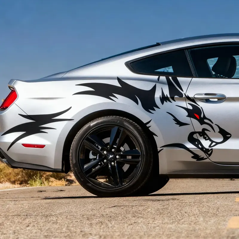Ravoony Red-Eyed Wolf Head Irregular Car Sticker