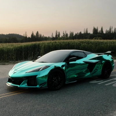 Ravoony Plus PET Glossy Chrome Mint Green Car Vinyl Wrap 02