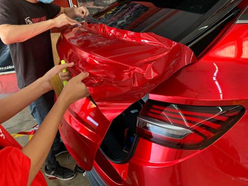 Ravoony Plus Glossy Crystal Ferrari Red Vinyl Car Wrap review 