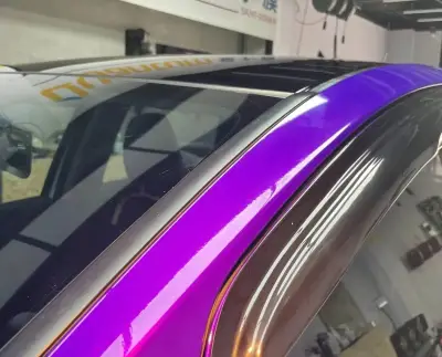 Ravoony Plus PET Glossy Explosion Purple Car Vinyl Wrap review Karl Martinez  01