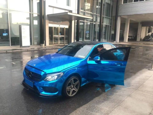 Ravoony Plus PET Glossy Chrome Blue Car Vinyl Wrap review 