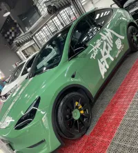 Ravoony Plus Porsche Gloss Olive Green Vinyl Car Wrap review 1