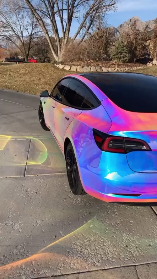 Ravoony Plus Super Gloss Holographic Rainbow Neo Chrome Car Vinyl Wrap review 
