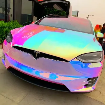 Ravoony Plus Super Gloss Holographic Rainbow Neo Chrome Car Vinyl Wrap review Aaron Oliver