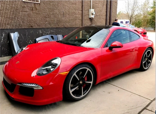 Ravoony Basic PET Porsche Gloss Carmine Red Vinyl Car Wrap review 
