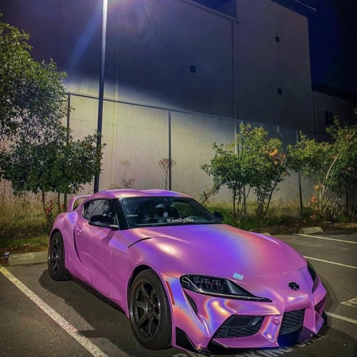 Ravoony Plus PET Glossy Laser Pink Car Vinyl Wrap review 