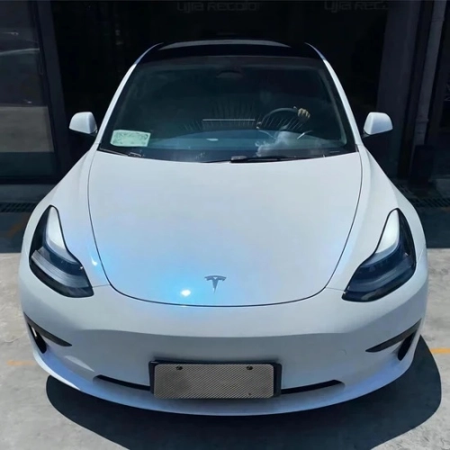 Ravoony Plus PET Glossy White to Blue Car Vinyl Wrap review 