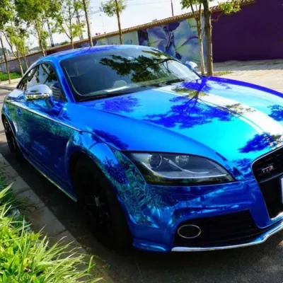 Ravoony Plus Glossy Chrome Blue Car Vinyl Wrap review Brisa Rodriguez 00