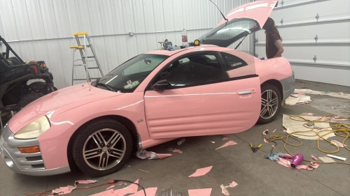Ravoony Plus PET Gloss Crystal Peach Pink Car Vinyl Wrap review 