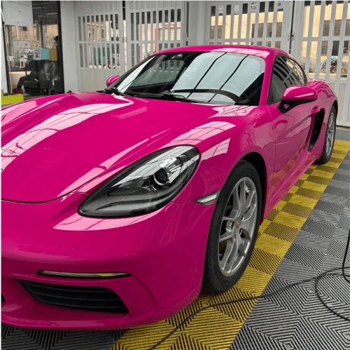 Ravoony Plus PET Glossy Crystal Rose Red Vinyl Car Wrap review 