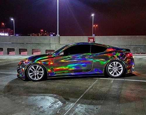 Ravoony Plus PET Gloss Holographic Rainbow Chrome Laser Black Car Vinyl Wrap review 