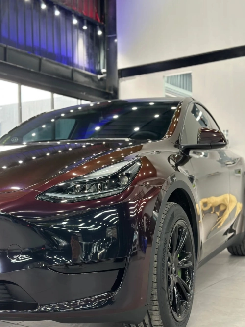 Ravoony Plus Glossy Diamond Black Red Vinyl Car Wrap review 