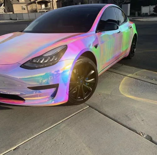 Ravoony Plus Super Gloss Holographic Rainbow Neo Chrome Car Vinyl Wrap review 