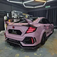 Ravoony Plus PET Glossy Oolong Milk Tea Pink Car Wrap review 2