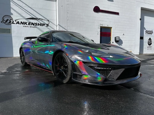Ravoony Plus PET Gloss Holographic Rainbow Chrome Laser Black Car Vinyl Wrap review 