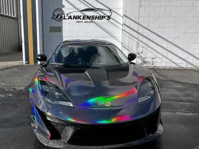 Ravoony Plus Gloss Holographic Rainbow Chrome Laser Black Car Vinyl Wrap review Fahid Sharif 01