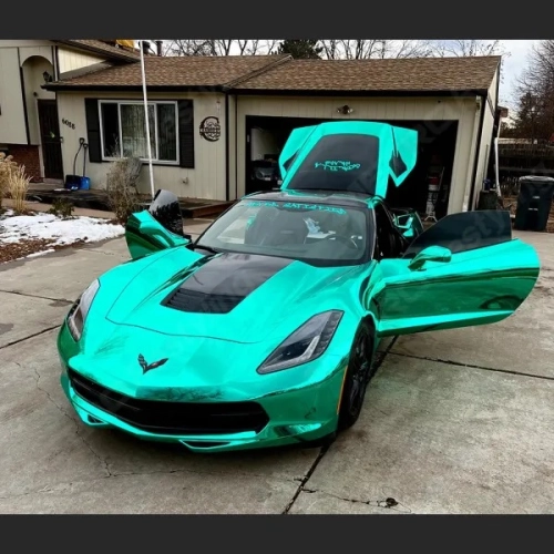 Ravoony Plus PET Glossy Chrome Mint Green Car Vinyl Wrap review 