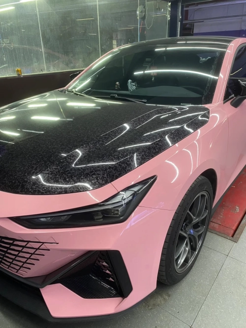 Ravoony Basic PET Gloss Crystal Peach Pink Car Vinyl Wrap review 