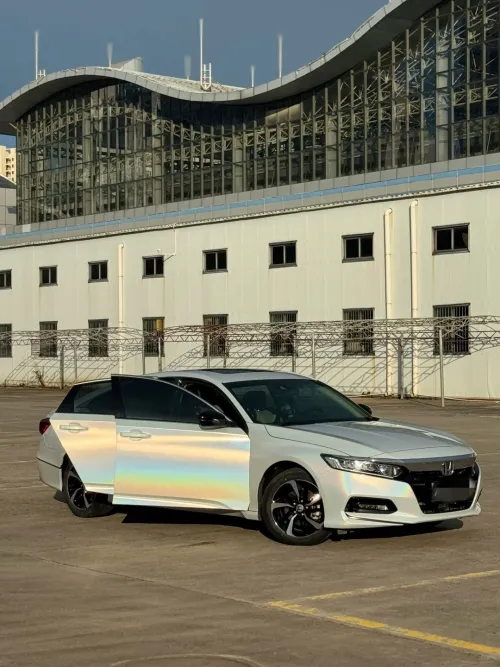 Ravoony Plus Glossy Laser White Car Vinyl Wrap review Tan