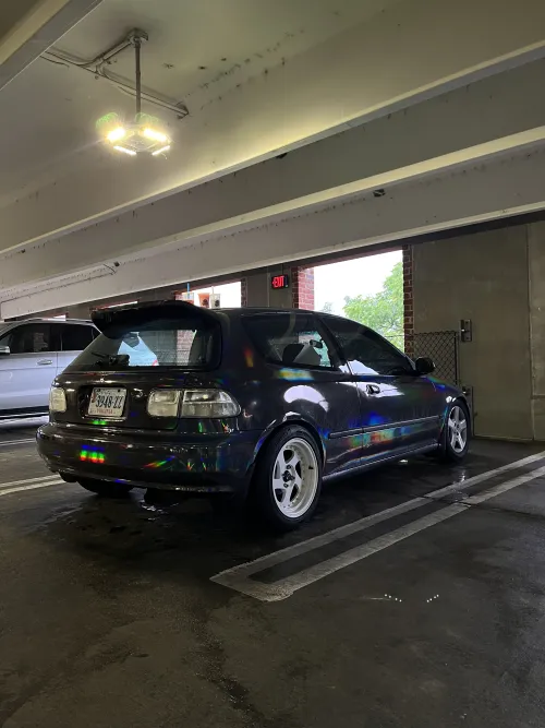 Ravoony Plus Gloss Holographic Rainbow Chrome Laser Black Car Vinyl Wrap review 