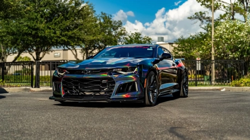 Ravoony Plus Gloss Holographic Rainbow Chrome Laser Black Car Vinyl Wrap review Wraptors Orlando