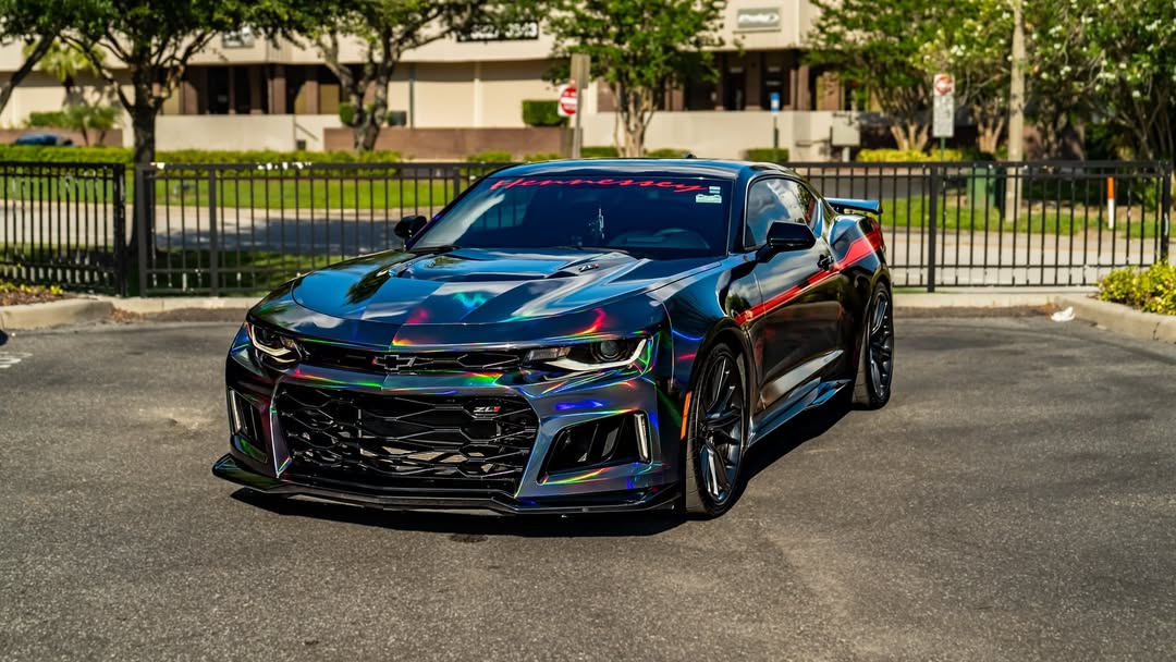 Ravoony Plus Gloss Holographic Rainbow Chrome Laser Black Car Vinyl Wrap review Wraptors Orlando 07