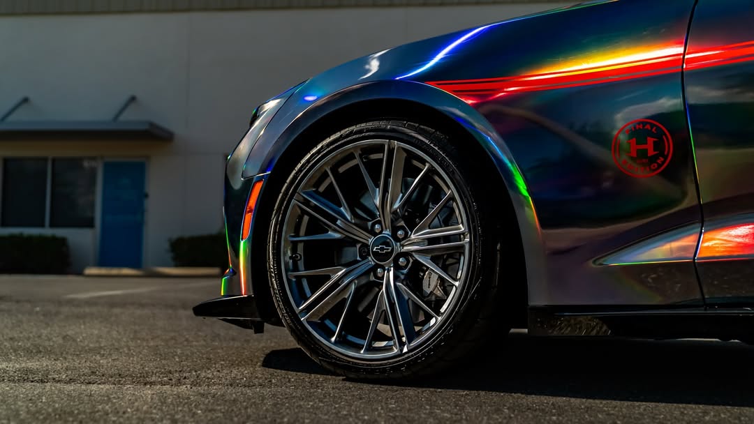 Ravoony Plus Gloss Holographic Rainbow Chrome Laser Black Car Vinyl Wrap review Wraptors Orlando 03