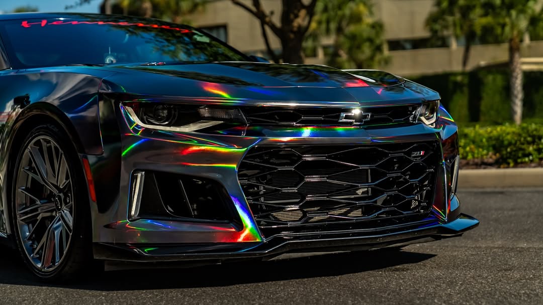 Ravoony Plus Gloss Holographic Rainbow Chrome Laser Black Car Vinyl Wrap review Wraptors Orlando 02