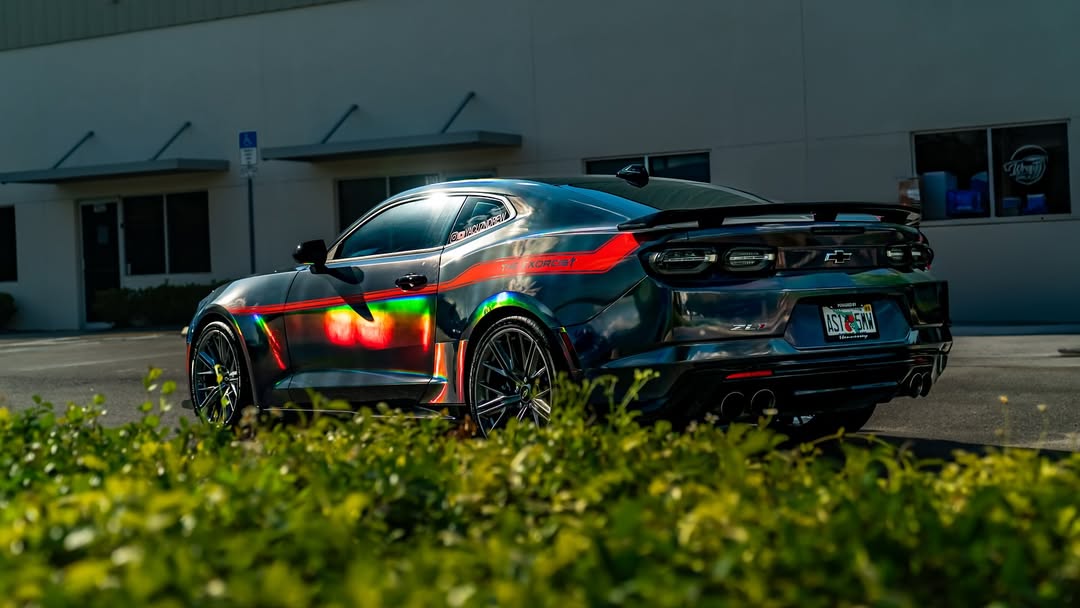 Ravoony Plus Gloss Holographic Rainbow Chrome Laser Black Car Vinyl Wrap review Wraptors Orlando 06