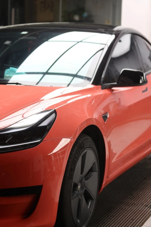 Ravoony Basic PET Glossy Coral Orange Vinyl Wrap review 