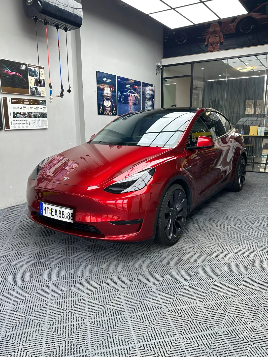 Ravoony Plus PET Tesla Gloss Midnight Cherry Red Vinyl Car Wrap review 1