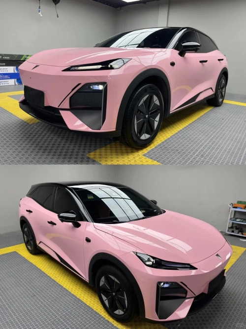 Ravoony Plus PET Gloss Crystal Peach Pink Car Vinyl Wrap review 