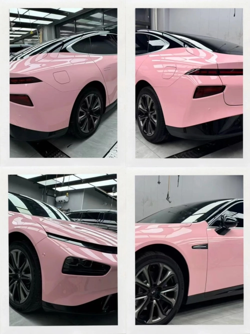 Ravoony Plus PET Gloss Crystal Peach Pink Car Vinyl Wrap review 