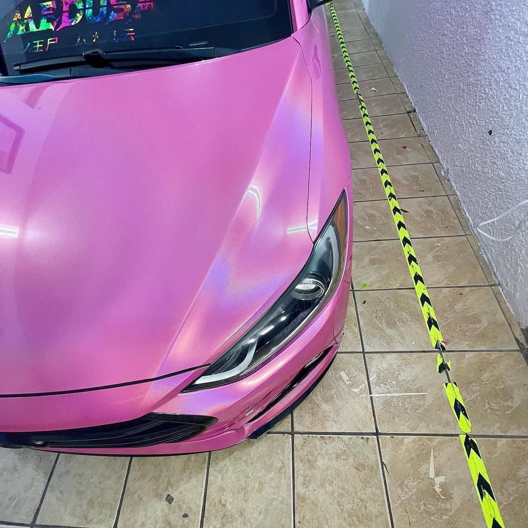 Ravoony Plus PET Glossy Laser Pink Car Vinyl Wrap review Sage Delgado 01